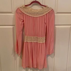 Light Pink Off The Shoulder Long Sleeve Dress